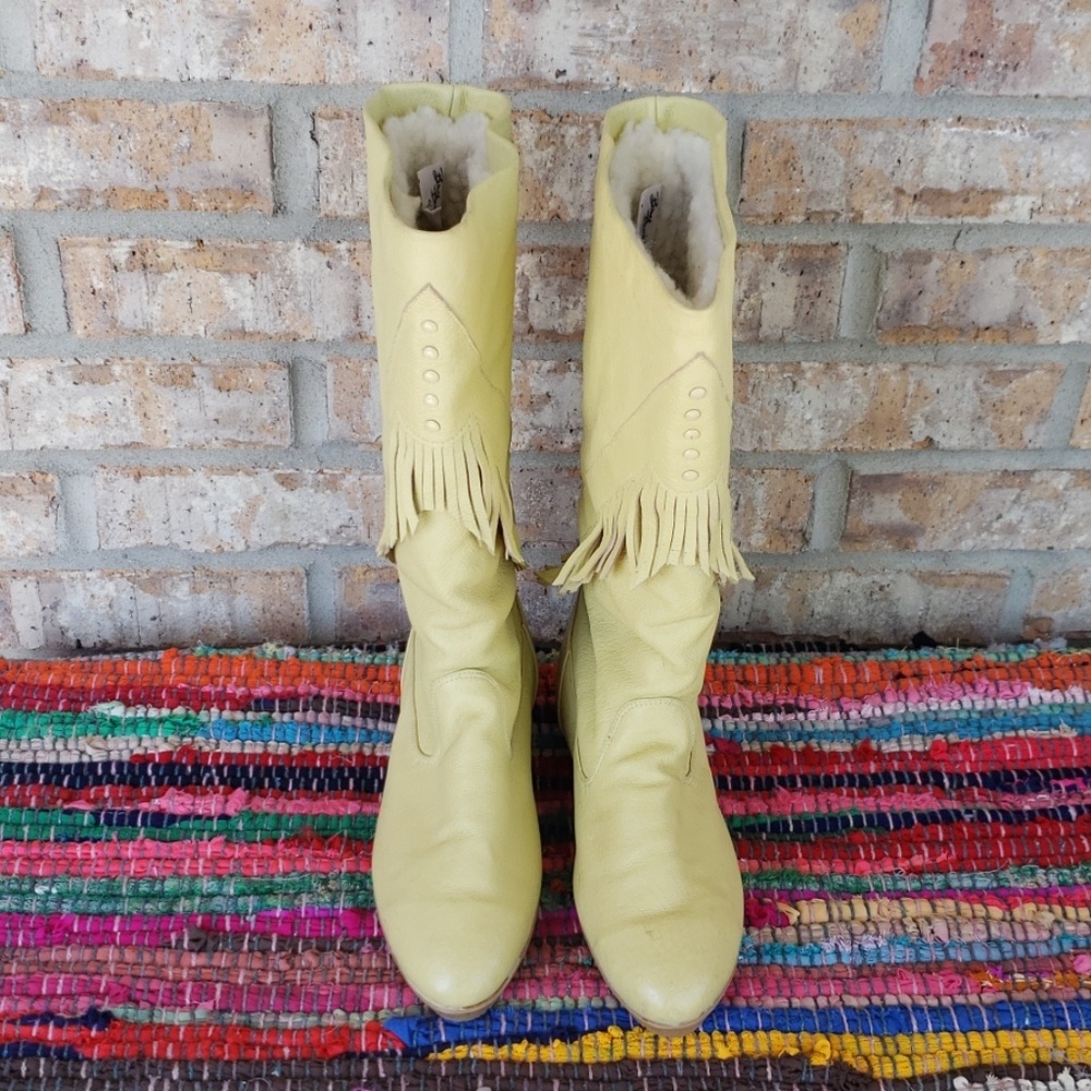 Vintage Bruno Bartoli Yellow Fringe Boot